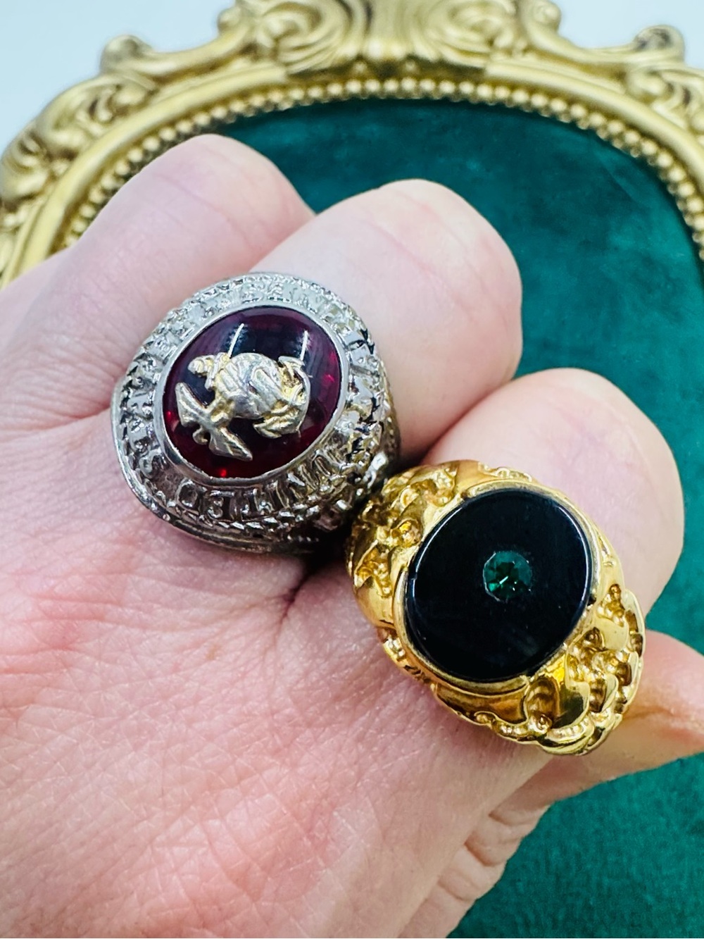 Vintage Gold & Silver Statement Rings Set Size 8 1/2-9